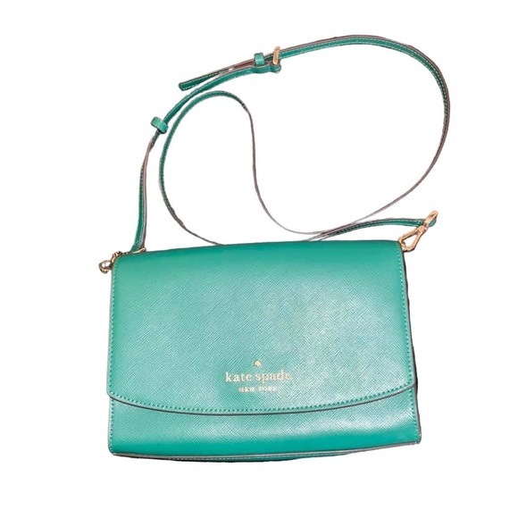 Kate Spade Green Leather Crossbody Handbag New - Picture 8 of 11